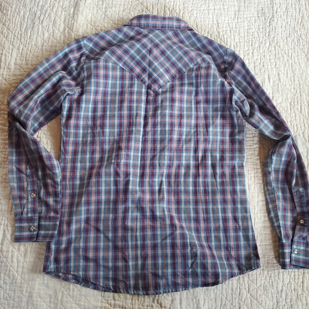 Wrangler Plaid Pearl-snap Shirt - Picture 6 of 8